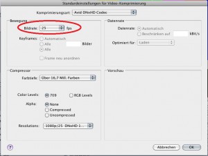 Einstellungen Framerate