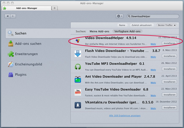 Installation DownloadHelper