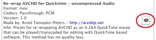 Screenshot Media Converter Preset