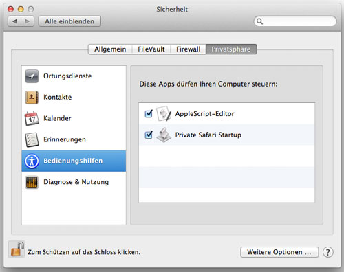 Systemeinstellung Bedienungshilfen Maverick