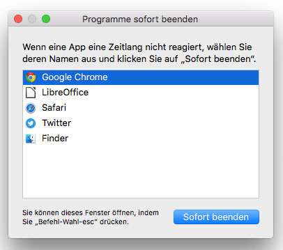 OS X Screenshot Programme sofort beenden
