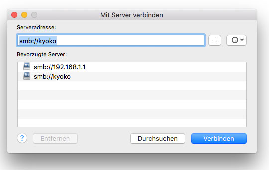 OS X Screenshot Mit Server verbinden