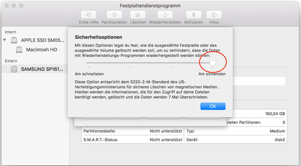 Festplatten sicher löschen - Screenshot