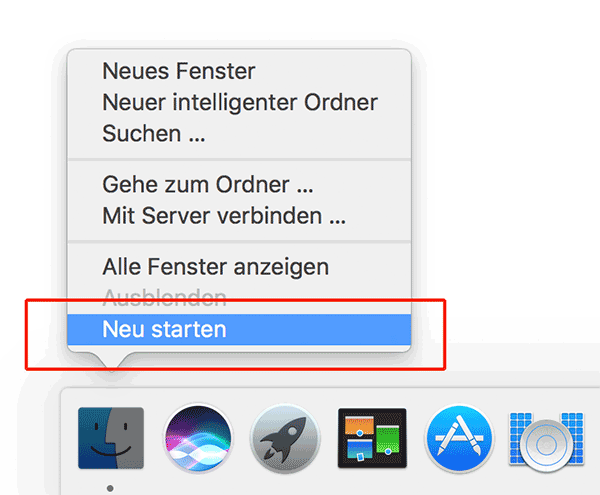 Finder Neustart Screenshot
