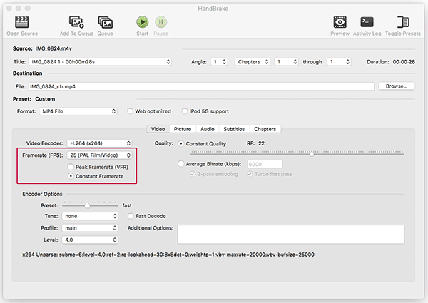 Screenshot HandBrake Video Settings