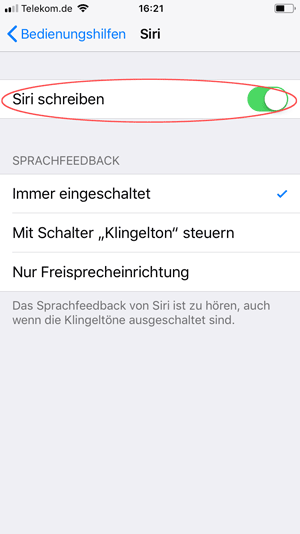 Screenshot iPhone Siri schreiben