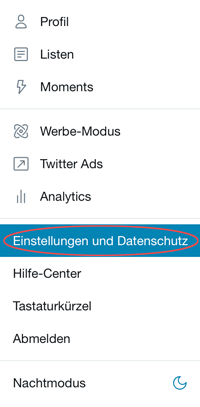 Screenshot Menü Einstellungen