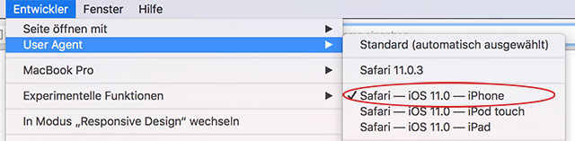 Screenshot Safari User Agent