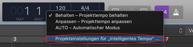 Smart Tempo Einstellungen