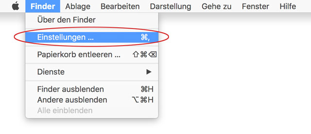 macOS Finder Einstellungen