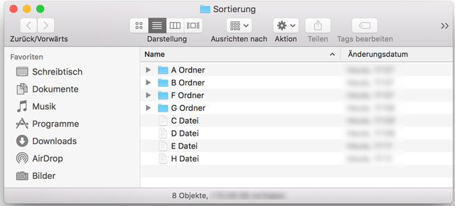 Ordner oben im macOS Finder