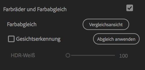 Premiere Panel Farbabgleich