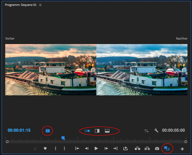 Adobe Premiere Vorher Nachher Ansicht