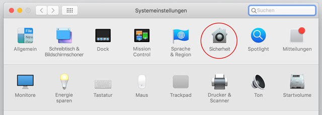 Screenshot Apple Systemeinstellungen Sicherheit
