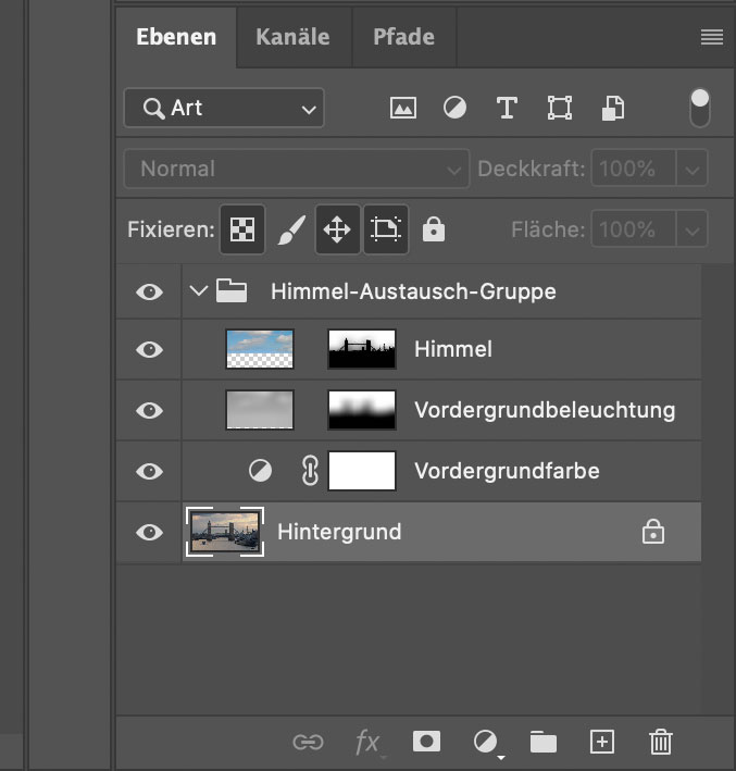 Photoshop Ebenen Himmel ersetzen