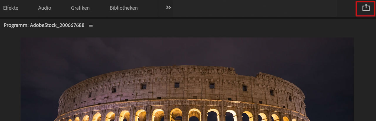 Premiere Button für Schnell-Export