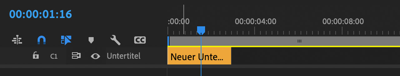 Neuer Untertitel in Premiere Sequenz