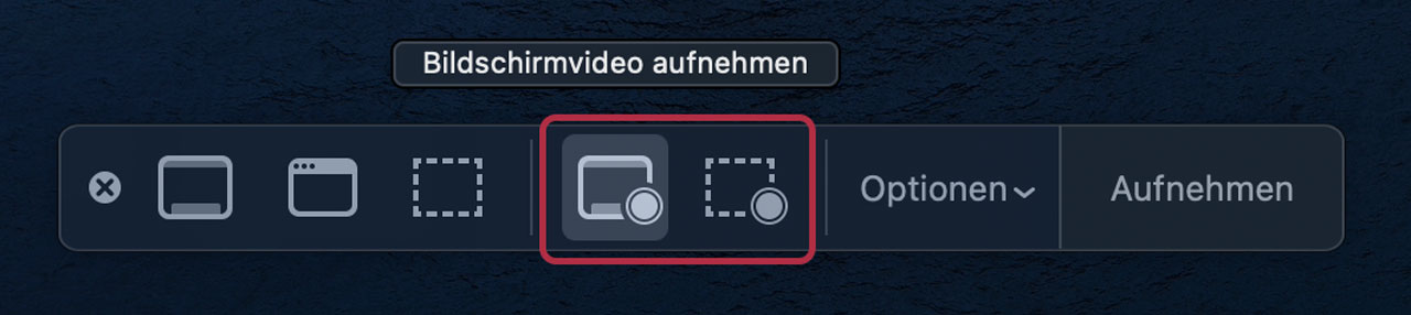 Screenshot Bildschirmaufnahme unter macOS
