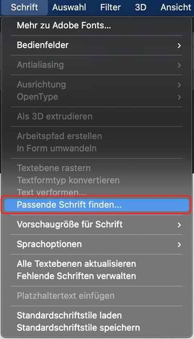 Passende Schrift finden in Photoshop