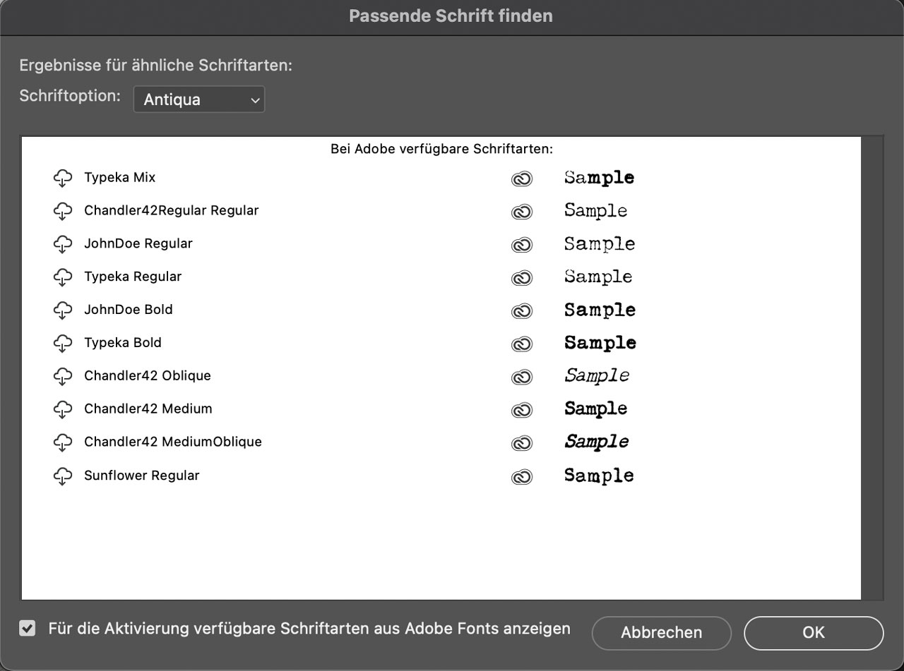Erkannte Schrift in Photoshop