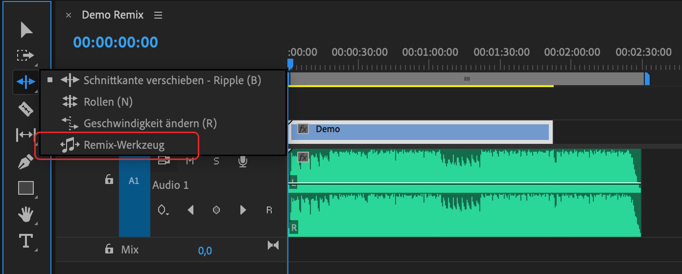 Das neue Remix-Werkzeug in Adobe Premiere