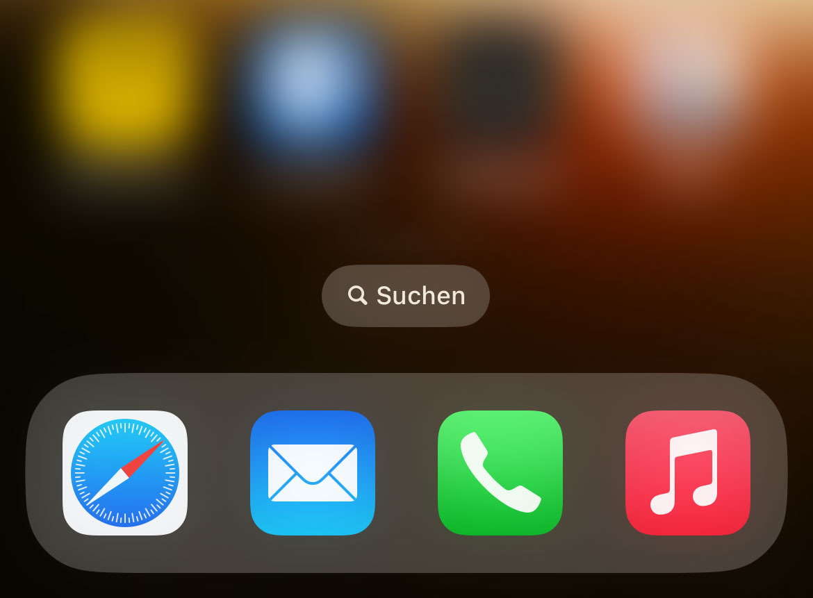 iOS Home-Bildschirm mit Suche